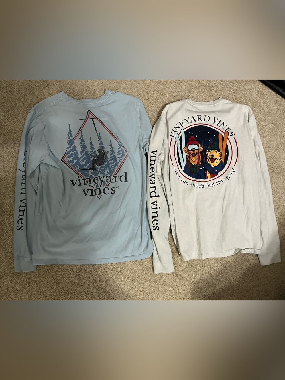 Vineyard Vines Light Blue and White Crewneck Tees. Set of 2.